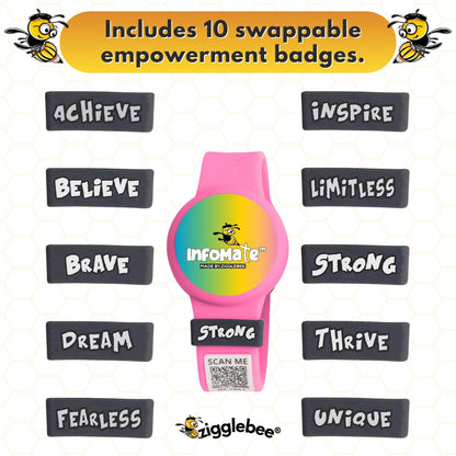 InfoMate Wristband - Watercolor Edition - Butterfly Clasp - Water Resistant, Hypoallergenic, No Charging Required – Bluetooth Tracker Not Included