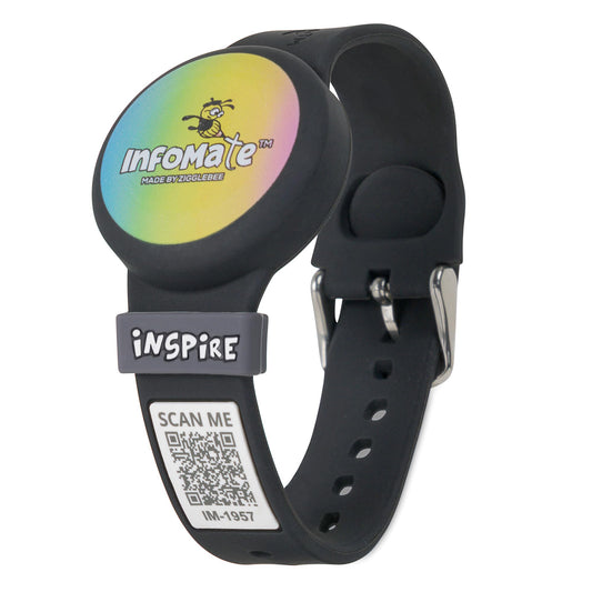InfoMate Wristband - Watercolor Edition - Pin Buckle - Water Resistant, Hypoallergenic, No Charging Required – Bluetooth Tracker Not Included
