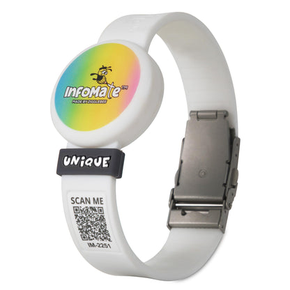 InfoMate Wristband - Watercolor Edition - Butterfly Clasp - Water Resistant, Hypoallergenic, No Charging Required – Bluetooth Tracker Not Included